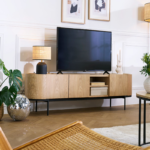 Meuble TV Skyleo Design bois foncé et métal – Image 10