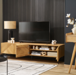 Meuble TV Lyshore en chêne massif et métal noir – Image 6