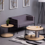 Table Basse Ronde Nest Loft Bois et Acier Noir – Image 4