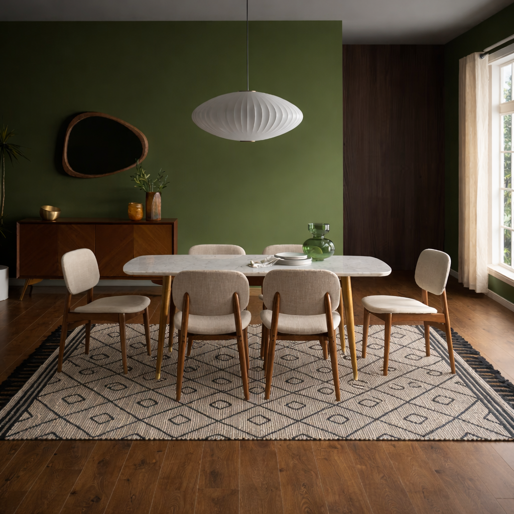 Table à manger avec 4 chaises, finition noyer – Image 1