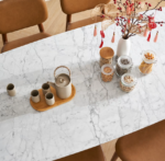 Table à manger avec 4 chaises, finition noyer – Image 4