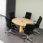 Table réunion ronde AXIS – Passe-câbles intégré – Image 2