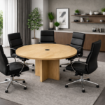 Table réunion ronde AXIS – Passe-câbles intégré – Image 3