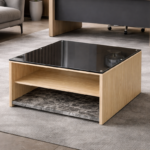 Table basse AXIS – Plateau verre & rangement – Image 6