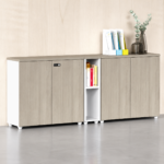 Bahut JEVORA – Décor Chêne Clair & Blanc