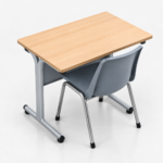 Table et chaise scolaires en bois et métal